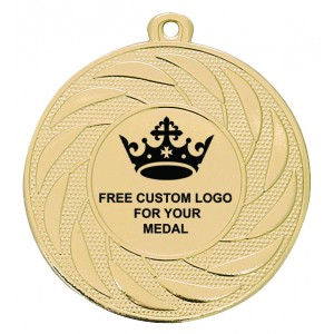 PACK OF 100 BULK BUY 50MM GOLD MEDALS, RIBBON AND CUSTOM LOGO **AMAZING VALUE**